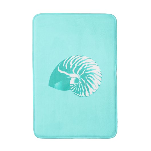 Nautilus shell - turquoise , aqua en white badmat (Voorkant Verticaal)