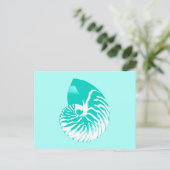 Nautilus shell - turquoise , aqua en white briefkaart (Staand voorkant)
