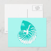 Nautilus shell - turquoise , aqua en white briefkaart (Voorkant / Achterkant)
