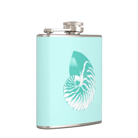 Nautilus shell - turquoise , aqua en white heupfles (Rechts)