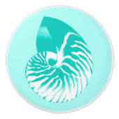 Nautilus shell - turquoise , aqua en white keramische knop (Voorkant)