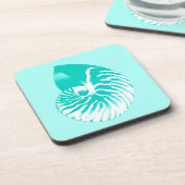 Nautilus shell - turquoise , aqua en white onderzetter (Linkerzijde)