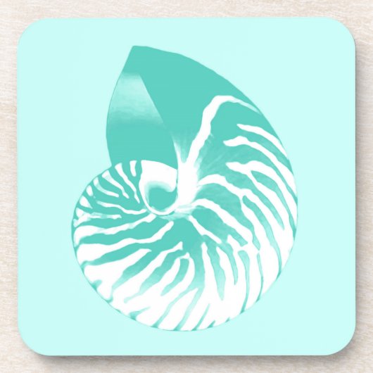 Nautilus shell - turquoise , aqua en white onderzetter (Voorkant)