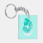 Nautilus shell - turquoise , aqua en white sleutelhanger (Voorkant Links)