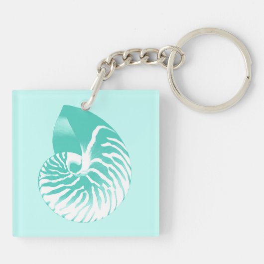 Nautilus shell - turquoise , aqua en white sleutelhanger (Achterkant)