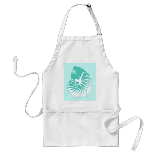 Nautilus shell - turquoise , aqua en white standaard schort (Voorkant)