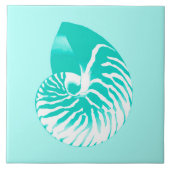 Nautilus shell - turquoise , aqua en white tegeltje (Voorkant)