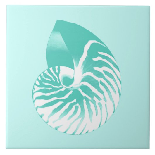 Nautilus shell - turquoise , aqua en white tegeltje (Voorkant)