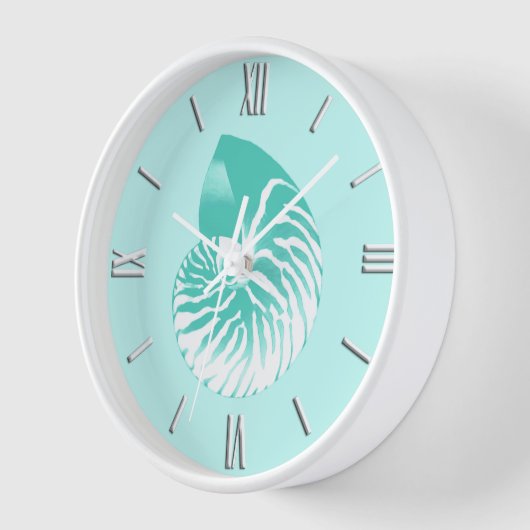 Nautilus shell - turquoise , aqua en wit (Hoek)