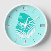 Nautilus shell - turquoise , aqua en wit (Voorkant)