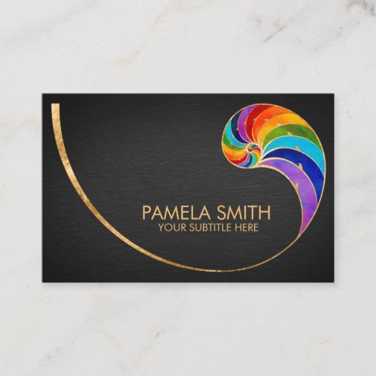 Nautilus Shell - Waterverf Chakra Colors Visitekaartje (Voorkant)