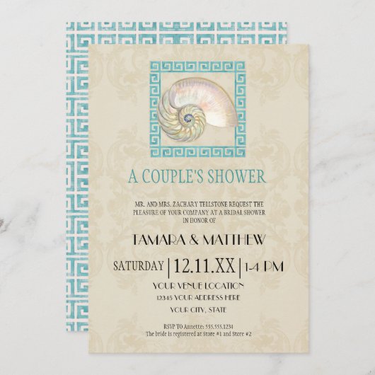 Nautilus Shell Waterverf Grieks Zeer belangrijk Da Kaart (Voorkant / Achterkant)