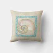 Nautilus Shell Waterverf Grieks Zeer belangrijk Da Kussen (Achterkant)