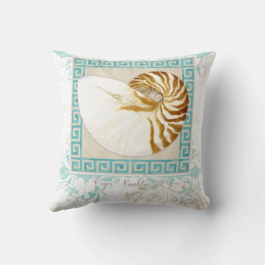 Nautilus Shell Waterverf Grieks Zeer belangrijk Da Kussen (Achterkant)