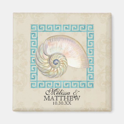 Nautilus Shell Waterverf Grieks Zeer belangrijk Da Magneet (Voorkant)