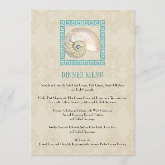 Nautilus Shell Waterverf Grieks Zeer belangrijk Da Menu (Voorkant)