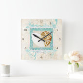 Nautilus Shell Waterverf Grieks Zeer belangrijk Da Vierkante Klok (Huis)