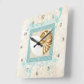 Nautilus Shell Waterverf Grieks Zeer belangrijk Da Vierkante Klok (Hoek)