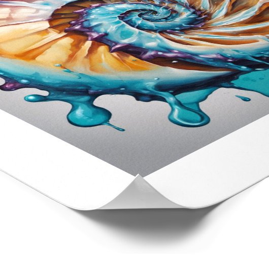 Nautilus Shell Zee Wereld Poster (Hoek)