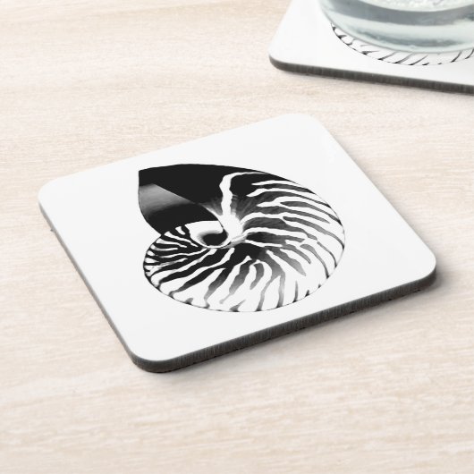 Nautilus shell - zwart, grijs en wit bier onderzetter (Linkerzijde)