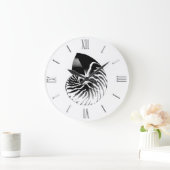 Nautilus shell - zwart, grijs en wit grote klok (Huis)