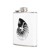 Nautilus shell - zwart, grijs en wit heupfles (Links)