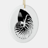 Nautilus shell - zwart, grijs en wit keramisch ornament (Rechts)