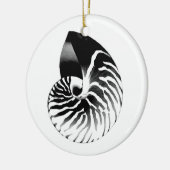 Nautilus shell - zwart, grijs en wit keramisch ornament (Links)