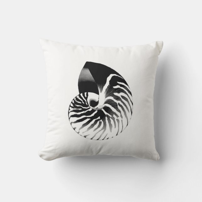 Nautilus shell - zwart, grijs en wit kussen (Voorkant)