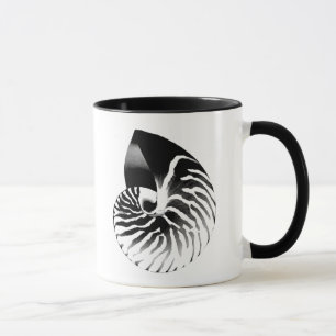 Nautilus shell - zwart, grijs en wit mok