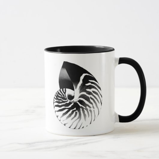 Nautilus shell - zwart, grijs en wit mok (Rechts)