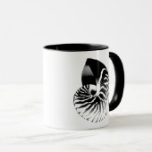 Nautilus shell - zwart, grijs en wit mok (Voorkant rechts)