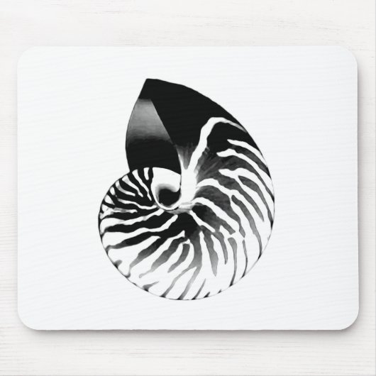 Nautilus shell - zwart, grijs en wit muismat (Voorkant)