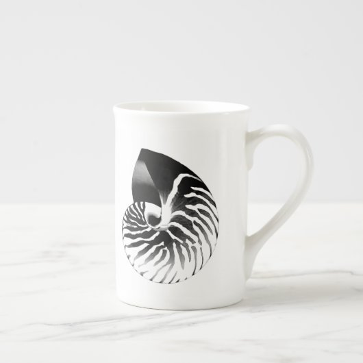 Nautilus shell - zwart, grijs en wit porselein kop (Rechts)