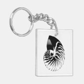 Nautilus shell - zwart, grijs en wit sleutelhanger (Voorkant Links)