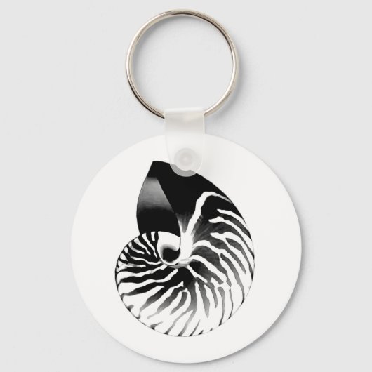 Nautilus shell - zwart, grijs en wit sleutelhanger (Voorkant)