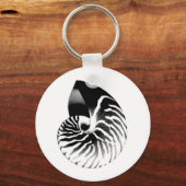 Nautilus shell - zwart, grijs en wit sleutelhanger (Voorkant)