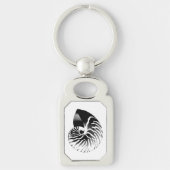 Nautilus shell - zwart, grijs en wit sleutelhanger (Voorkant)