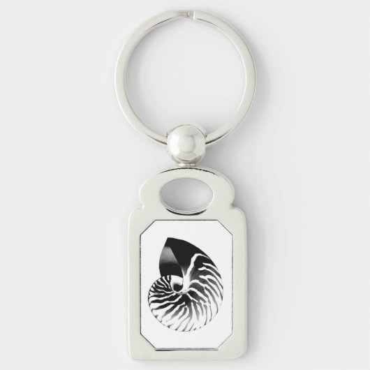 Nautilus shell - zwart, grijs en wit sleutelhanger (Voorkant)
