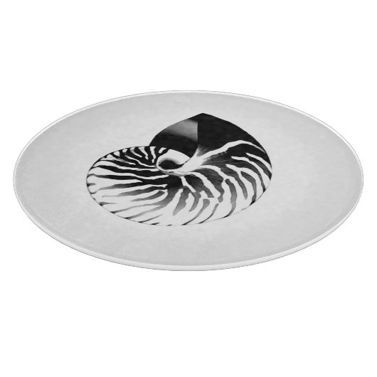 Nautilus shell - zwart, grijs en wit snijplank (Hoek)