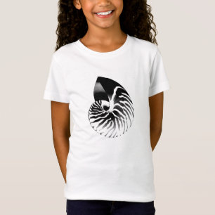 Nautilus shell - zwart, grijs en wit t-shirt