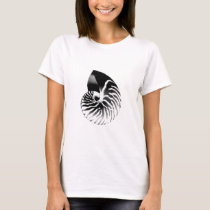 Nautilus shell - zwart - wit t-shirt