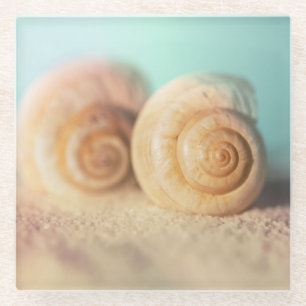 Nautilus Shells op strand Glazen Onderzetter