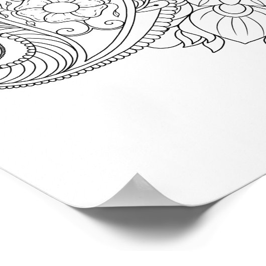 Nautilus spiraalvormige bloemen bladeren Mandala k Poster (Hoek)