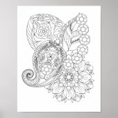 Nautilus spiraalvormige bloemen bladeren Mandala k Poster (Voorkant)