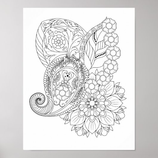 Nautilus spiraalvormige bloemen bladeren Mandala k Poster (Voorkant)