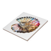 Nautilus strandschaal iriserende parelmoer tegeltje (Zijkant)