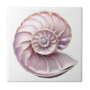 Nautilus zeeschelp roze 3D strand zee nautisch Tegeltje