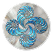 Nautilusschelp Blauwe Marmer en Parelmoer Keramische Knop (Voorkant)