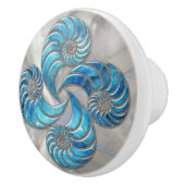 Nautilusschelp Blauwe Marmer en Parelmoer Keramische Knop (Rechts)
